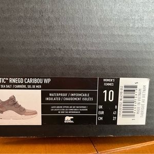 Women’s Sorel Kinetic RNEGO Caribou WP size 10. Quarry/ sea salt Color.
